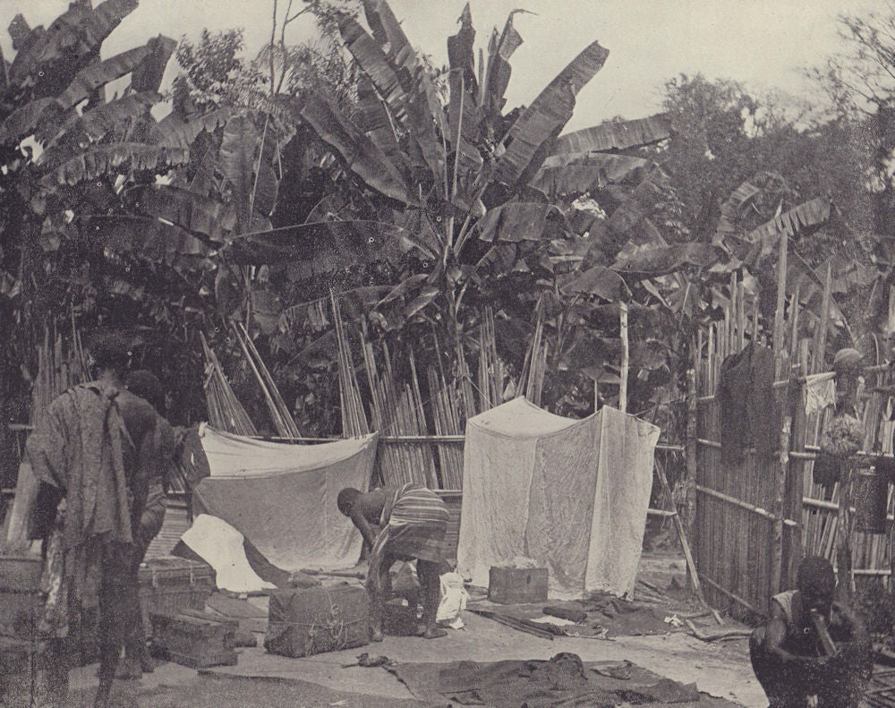 The Mission Binger Camp, Ivory Coast. STODDARD 1895 old antique print picture